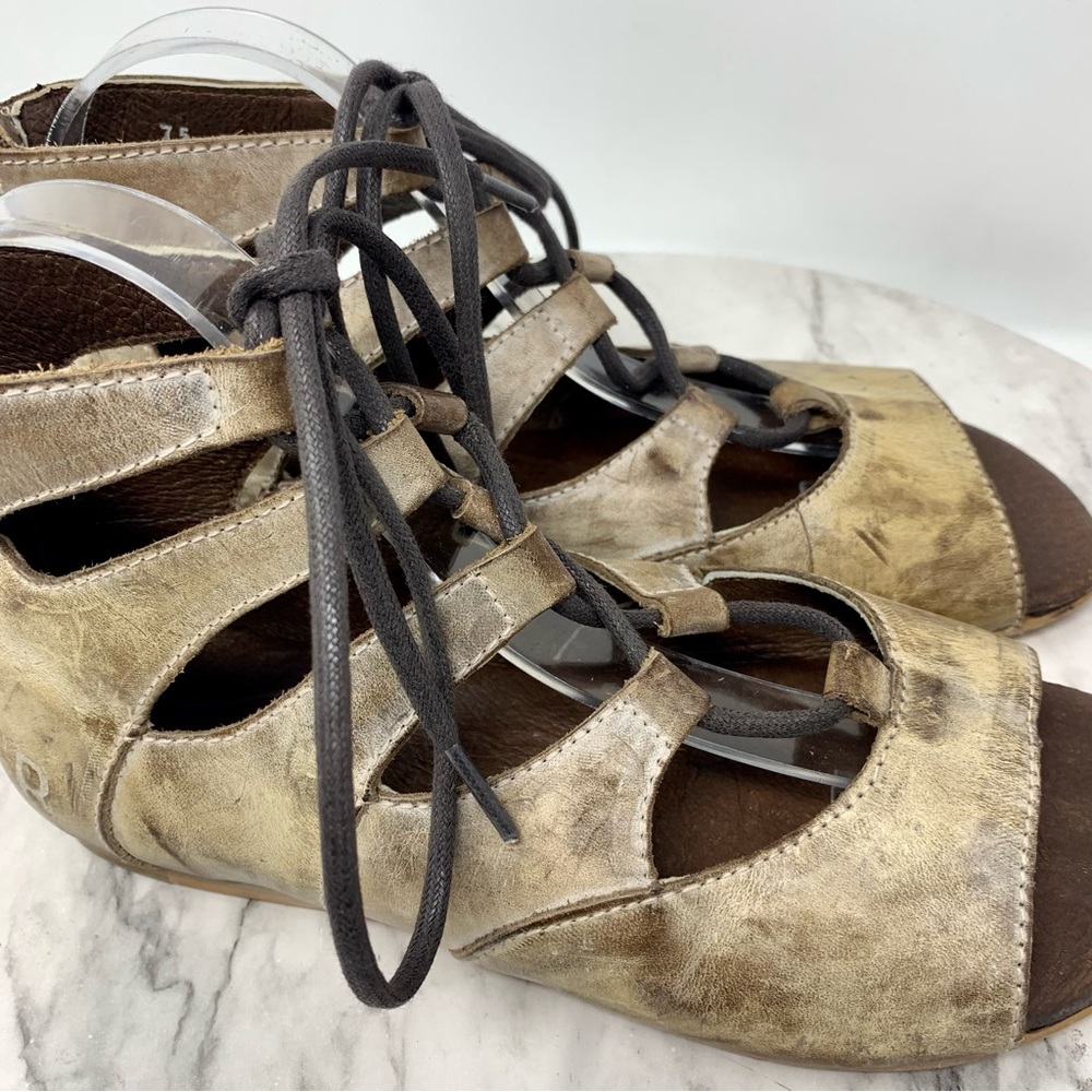 Roan By BedStu Winnie Lace Up Leather Sandals 7.5 Bohemian Moto Edgy Festival - Picture 12 of 16